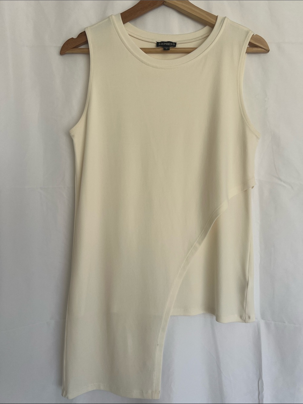 Express Cream Asymmetrical Sleeveless Dress